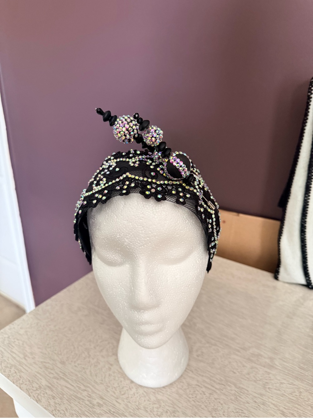 Embellished Black Crystal Headband